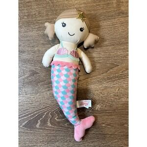 Linzy MERMAID 15in Plush Doll  Pigtails Star Pink Teal‎ Scales  Seashell